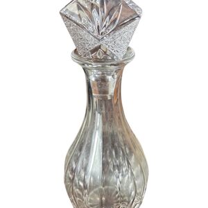 Vintage Glass Decanter With Crystal Stopper.
